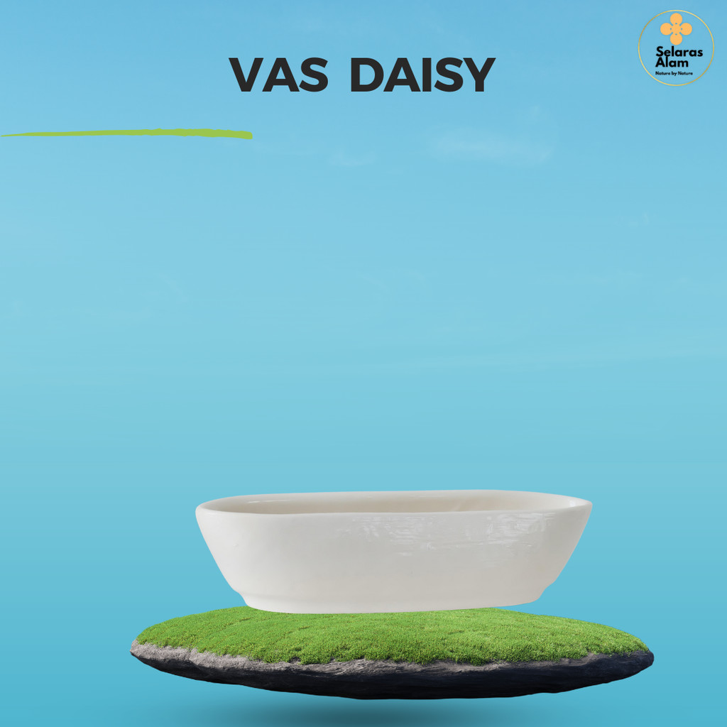 VAS BUNGA KERAMIK MODEL UNIK PERAHU JENIS DAISY WARNA PUTIH