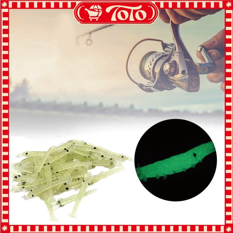 Umpan Pancing Luminous Udang Softlure 4CM Bercahaya Di Air Umpan Udang Tiruan Untuk Ikan Nila dan Le