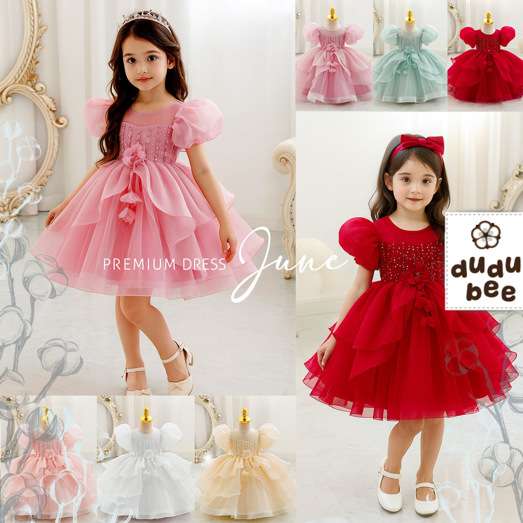 Dress Premium JUNE - Baju Gaun Pesta ulang tahun Anak Perempuan DUDUBEE