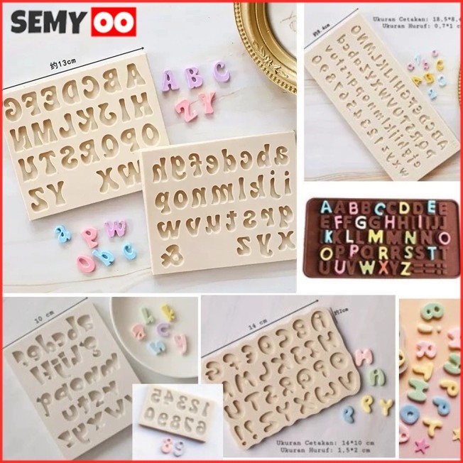 SEMYOO Cetakan Fondant Silikon Huruf dan Angka, Cetakan Premium Silikon Huruf dan Angka