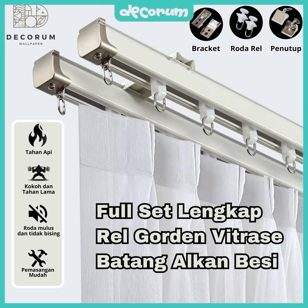 Rel Batang Gorden 300cm Besi Alkan Hordeng Atas - Batang Gorden Nempel Plafon Rel Alkan Plavon