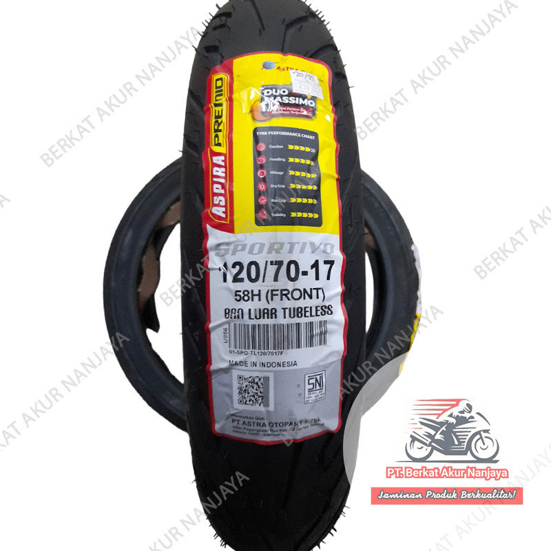 ASPIRA Premio Sportivo 120/70-17 FRONT/ BAN DEPAN Tubeless