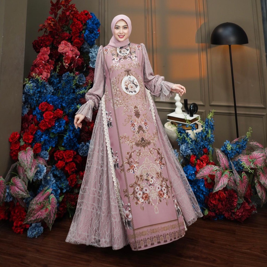 Dumma.id - Pakaian Wanita Nadira Luxury Dress Ceruty babydoll Mix Brokat Chantily Berfuring hyget Ga