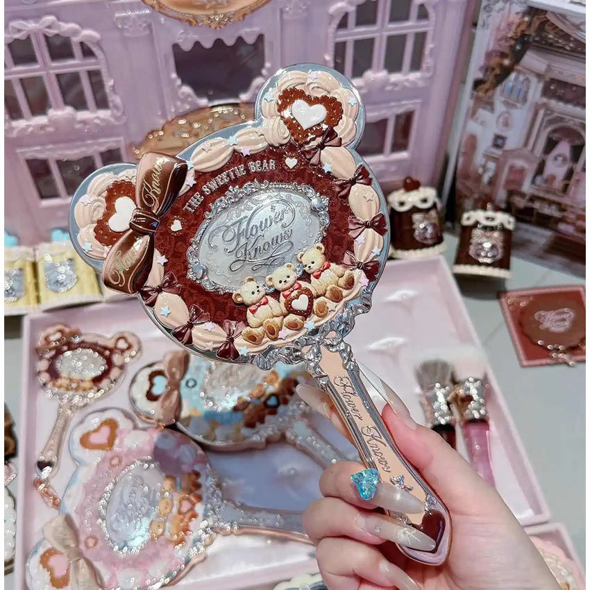 Flower Knows Cermin Make Up Kaca Genggam Rias Kosmetik Portabel / Cermin Salon Handle Pegangan Tanga