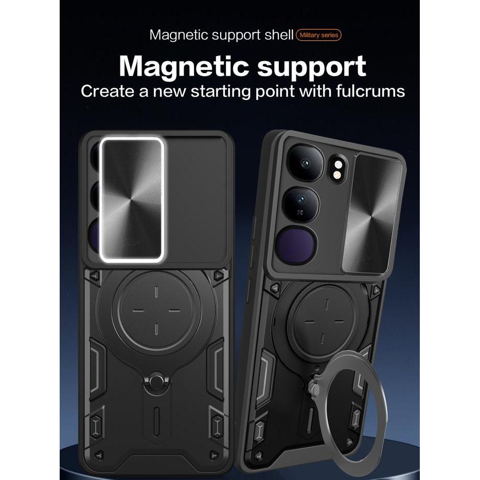 CASE FOR VIVO V40 LITE 4G / 5G MAGNETIC CAMERA SLIDE 360 RING STAND SOFTCASE