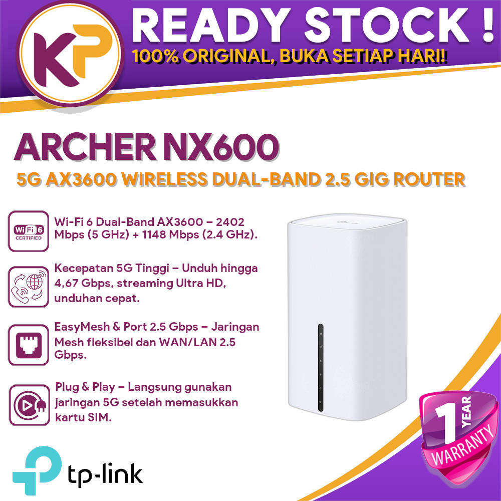 TP-LINK ARCHER NX600 5G AX3600 WIRELESS DUAL-BAND 2.5 GIG ROUTER