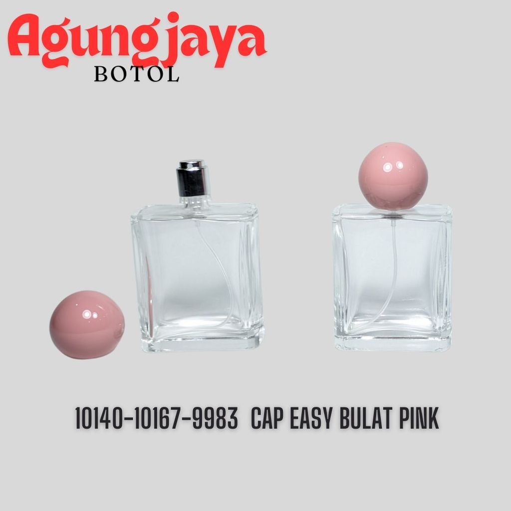 Botol Kaca Parfum 100 Ml Petak Tebal Press Pump Easy Silver / Botol Kaca Parfum 100 Ml /  Botol Kaca