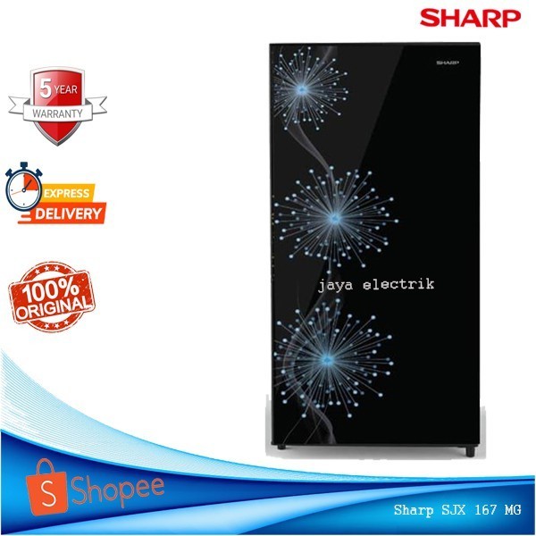SS Kulkas 1 Pintu SHARP SJ 167 MG DB DP Glossy Door 133 Liter semi Defrost Low Watt JURAGAN