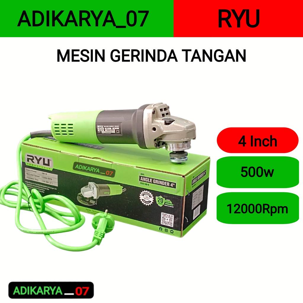 Mesin Gerinda Tangan 4 Inch Angle Grinder - Alat Potong Besi Kayu Poles Keramik Gerinda Listrik Mult