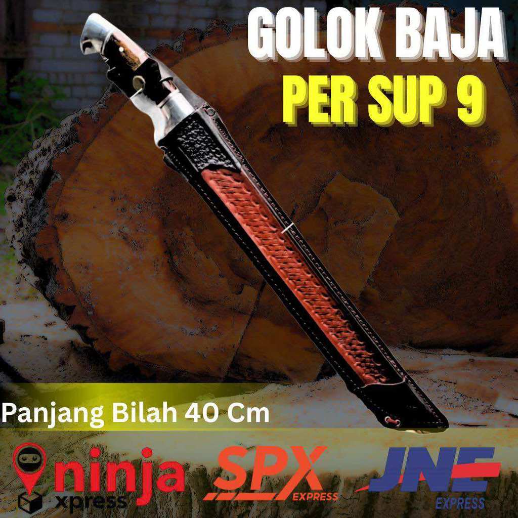 Golok Bilah 40 Cm | Golok Baja Per SUP 9 Original > Sarung Kulit Asli