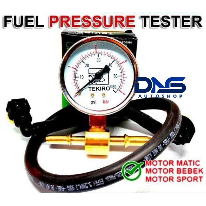 Fuel Pump Tester Injektor 6mmx8mm Alat Ukur Tekanan Pompa Bensin Motor dan Mobil