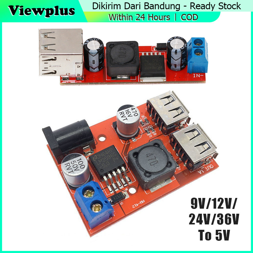 STEP DOWN 2 USB LM2596 LM2596S Dual USB DC-DC 9V 12V 24V 36V to 5V 3A StepDown Charger Stepdown 5V D