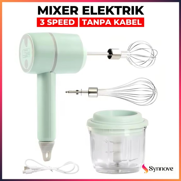 Hand Mixer Portable Rechargeable 3 Speed Mixer Kue Mixer Mini Mesin Pengaduk Adonan Mixer Tangan Pen