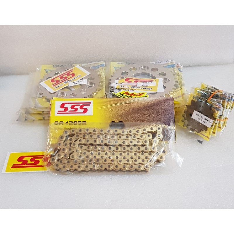 GEAR SET/GEAR KOMPLIT SSS ORIGINAL SUPRA X125 SUPRA FIT NEW KHARISMA BLADE TIPE 428
