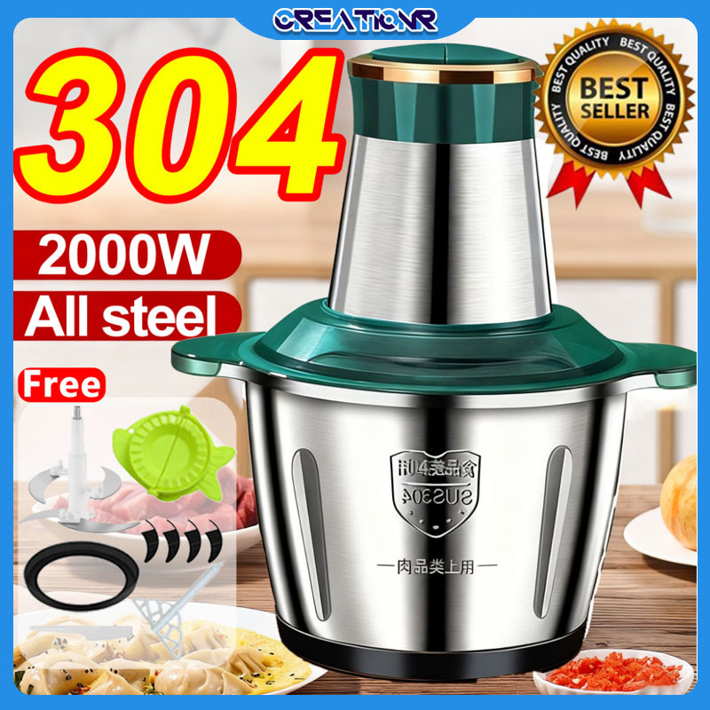 BLENDER DAGING LISTRIK 2L - Penggiling Stainless Steel 1000W, Chopper Multi Fungsi Untuk Daging/Bumb