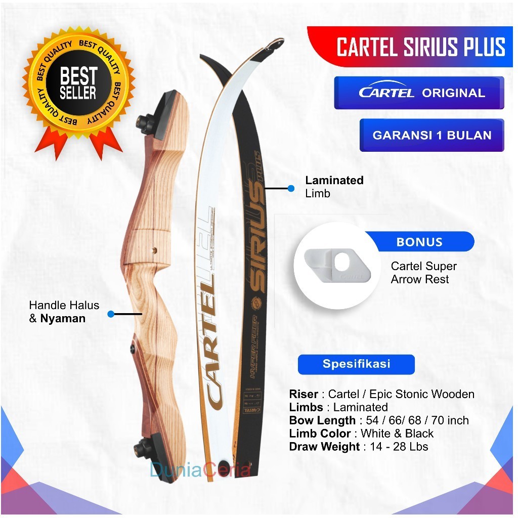 Busur Panah Cartel Sirius Plus Standard Wooden Recurve Bow