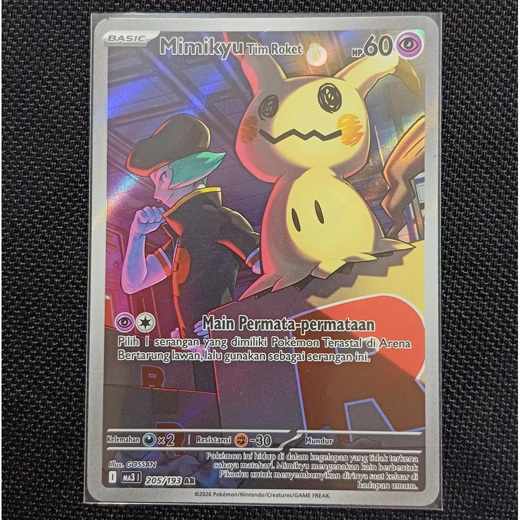 TCG Mimikyu Tim Roket AR 205/193 MA3 Mega Impian EX KARTU CARD POKEMON INDONESIA ORIGINAL