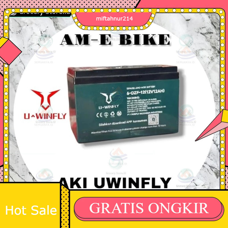 AKI SEPEDA LISTRIK UWINFLY 12V12AH ORIGINAL Aki Motor Listrik BEKEY 6 DZF-12 ORIGINAL12V 12AH SELIS 