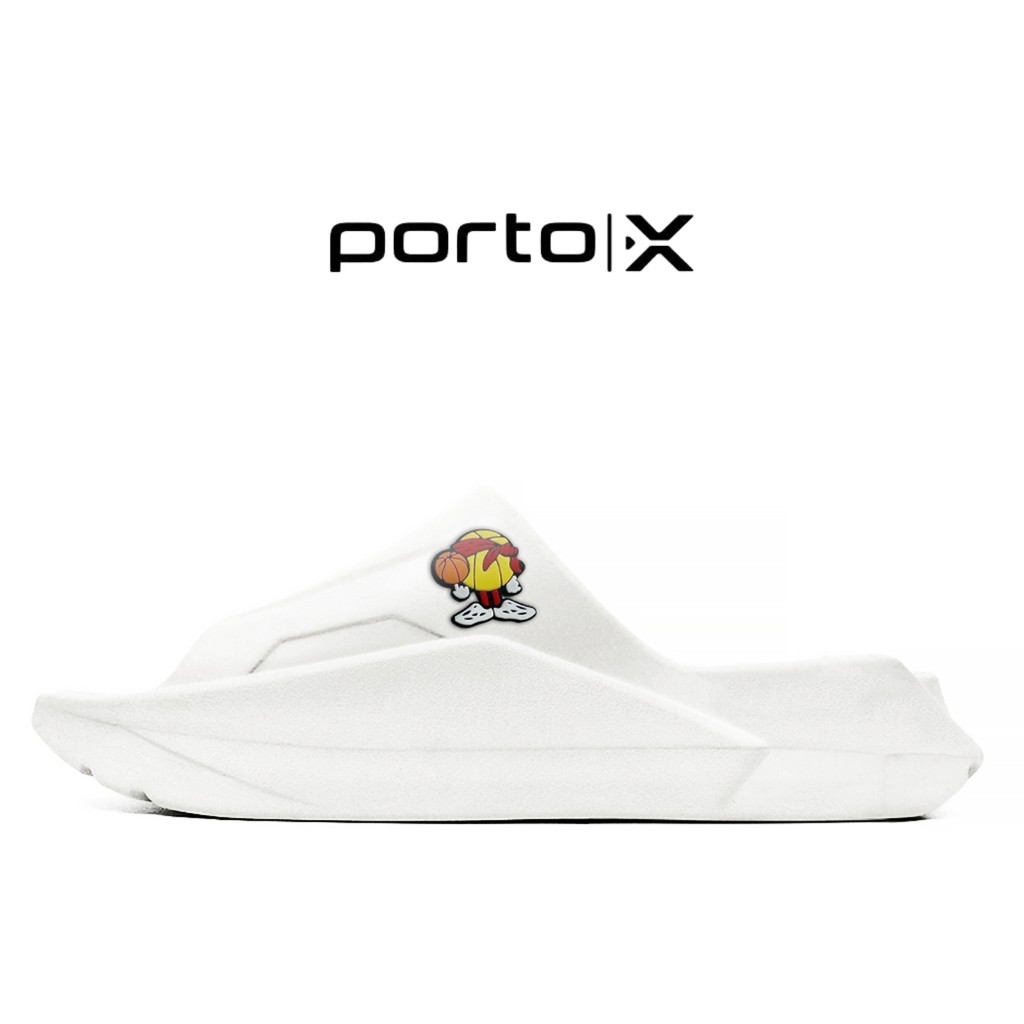Porto X Sandals - Ludwig Pure White ft Rico Lubis Sendal Recovery Basketball Adaptifoam Putih