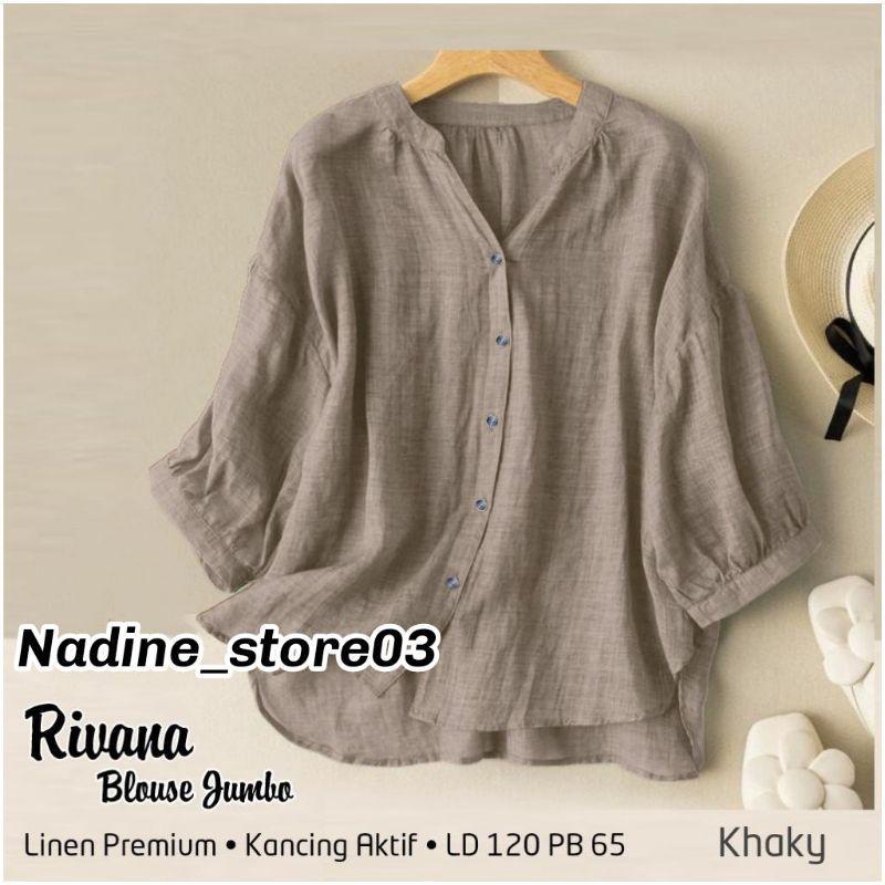 Rivana blouse jumbo/ Kemeja polos wanita bahan katun linen.