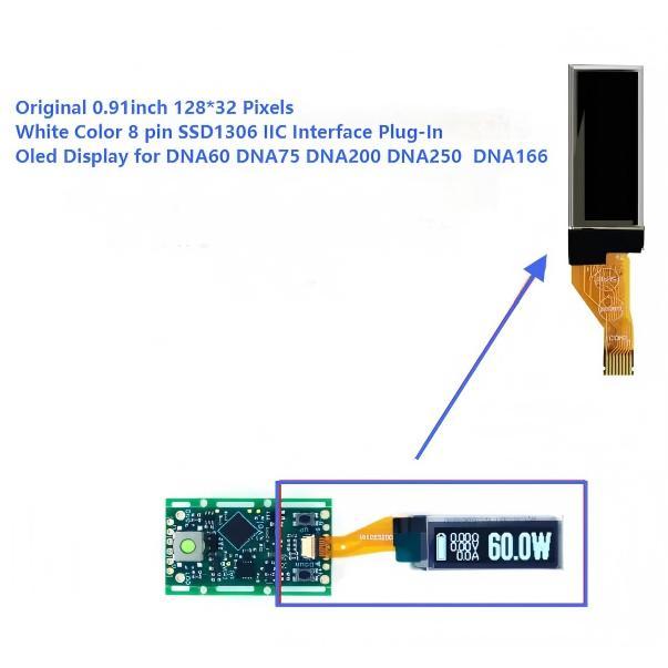 0.91inch 128*32 Pixels White Color 8Pin SSD1306 lC Interface Plug-In Oled Display for DNA60 DNA75 DN