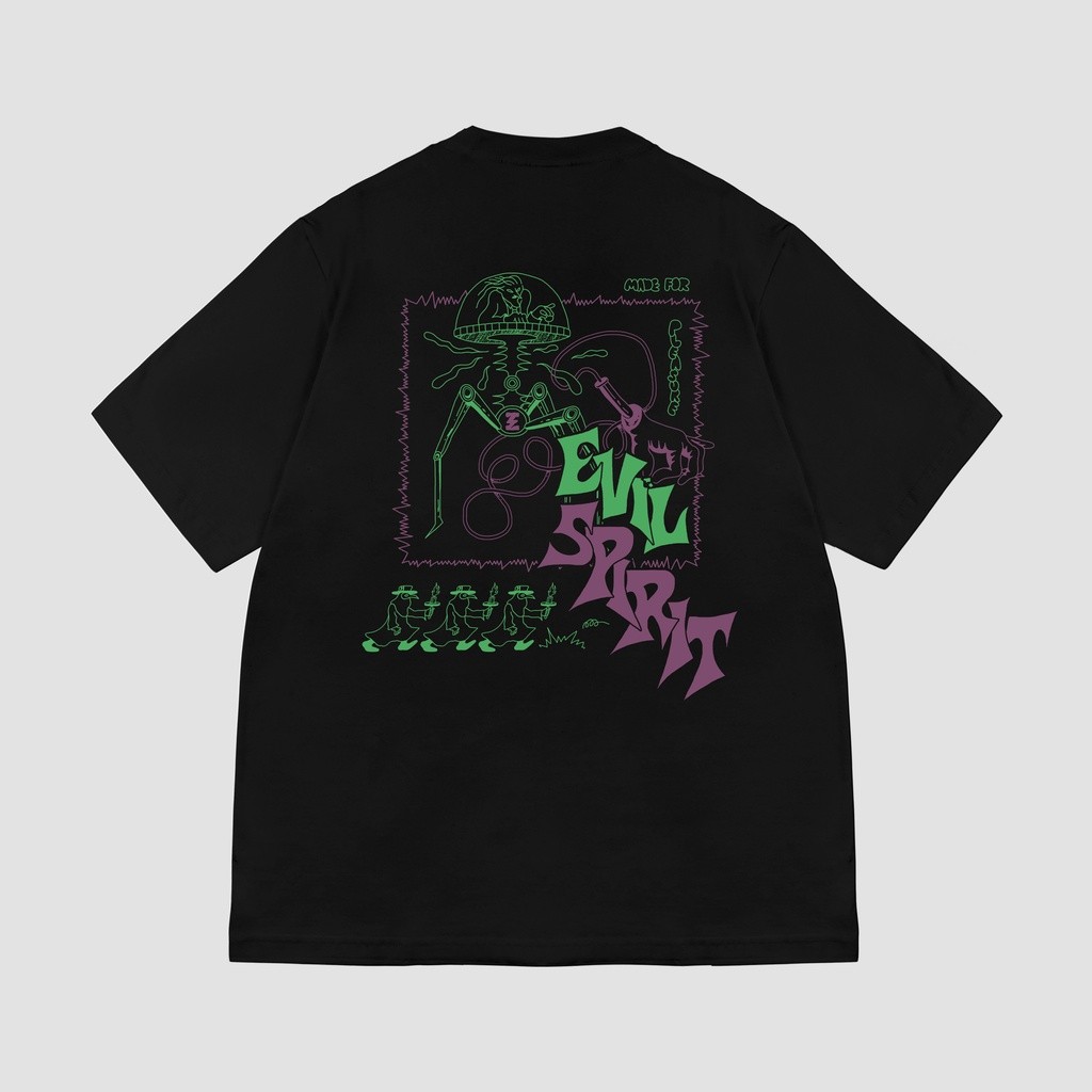 Kaos Casual EVILSPIRIT KAOS OVERSIZE - IMPACTED BLACK UNISEX