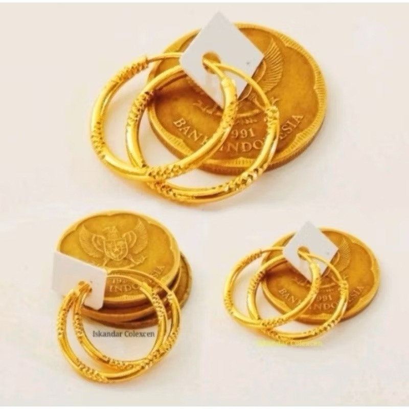 ~DISC~ ANTING GIFSI SPASI ANTING WANITA BERBAHAN KOIN LOGAM 1991  WARNA EMAS 24K ELEGAN CANTIK VIRAL
