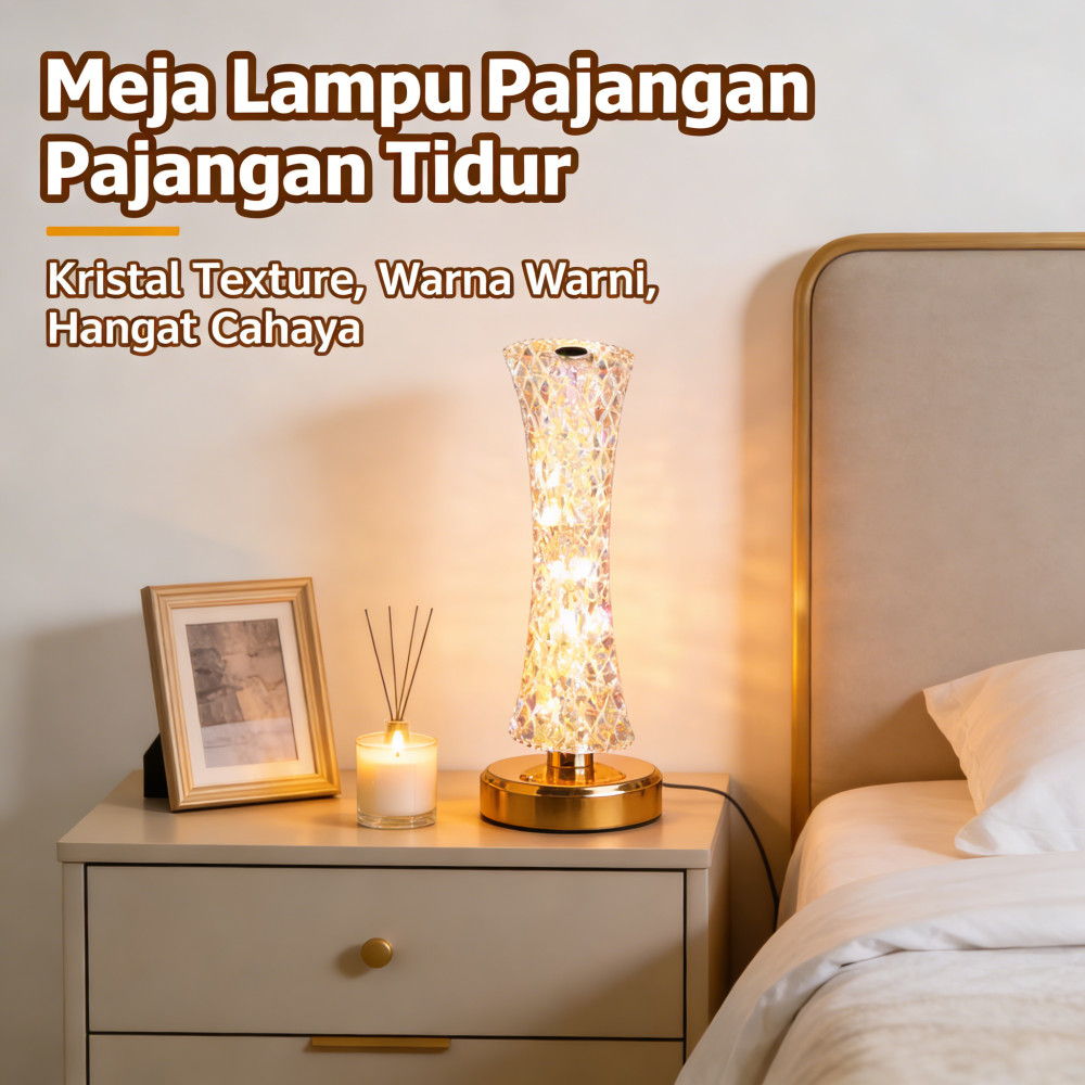 Pajangan Meja Mewah Kristal Lampu Tidur