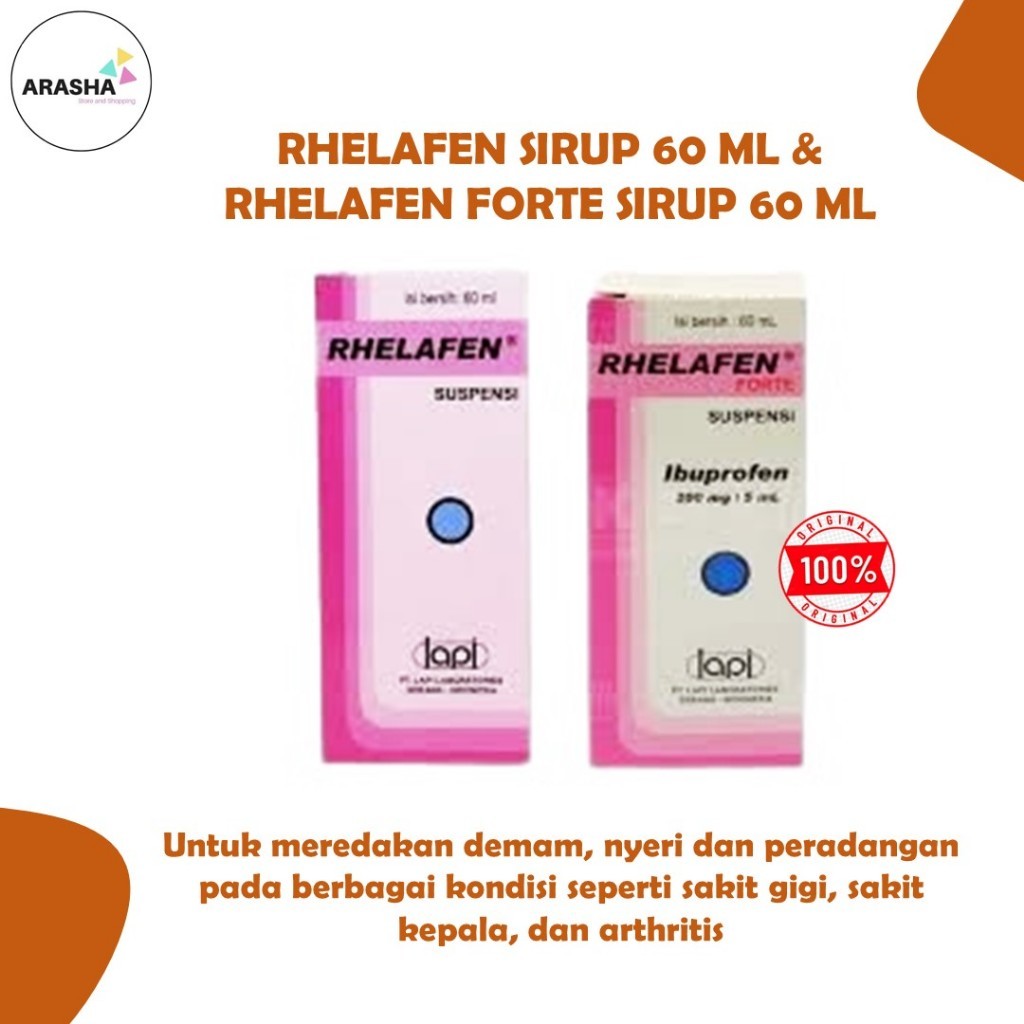 RHELAFEN FORTE & RHELAFEN SUSPENSI 60 ML - Ibuprofen Sirup - Obat Demam, Sakit Kepala, Sakit Gigi