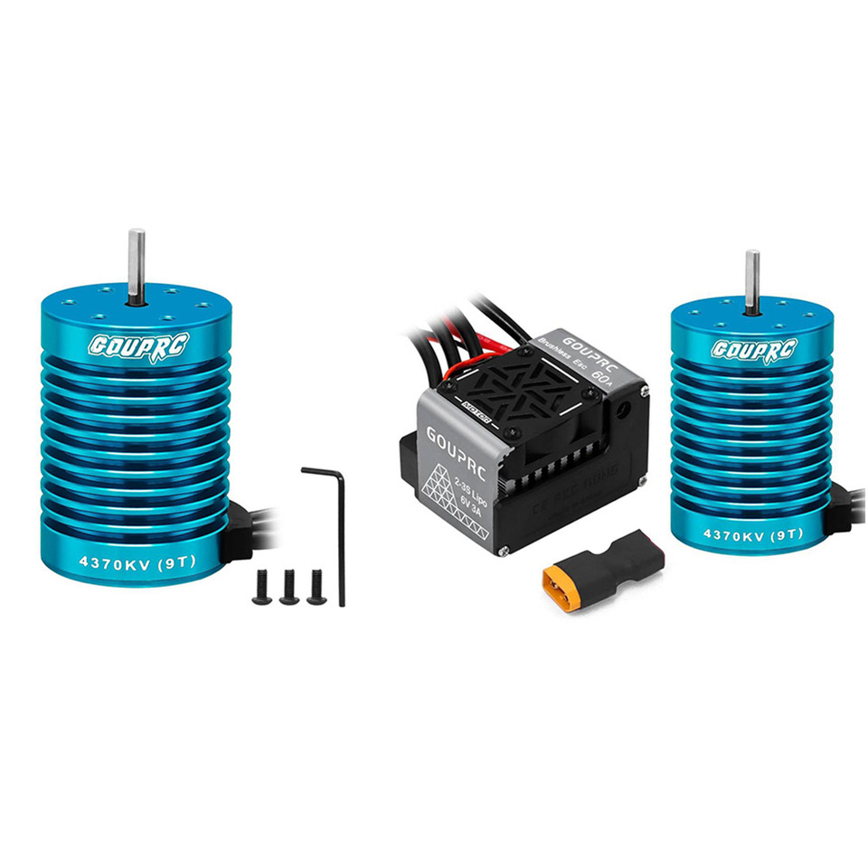 4370KV Brushless RC Motor with 60A Brushless ESC Combo Set Mini Brushless Motor for 1/10 RC Car Truc