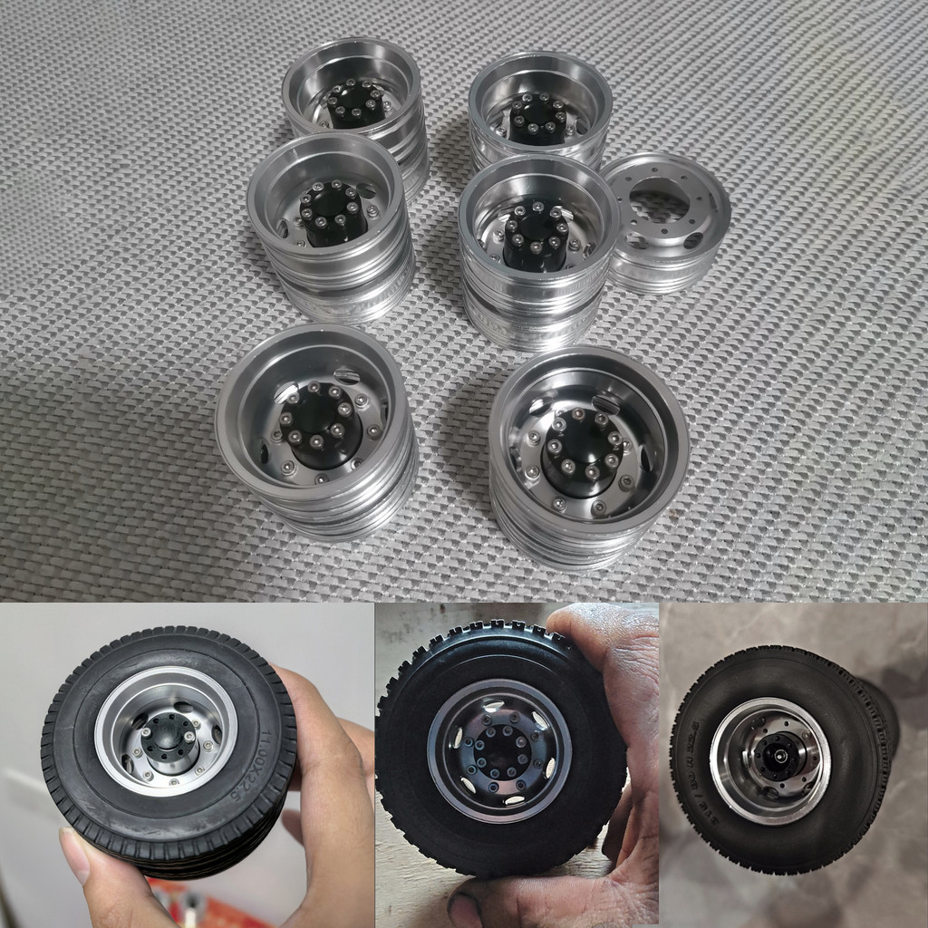 1Pair Metal Double Wheel Rear Wheel Hub Rim for 1/14 Tamiya RC Truck SCANIA 770S VOLVO 750 Mercedes-