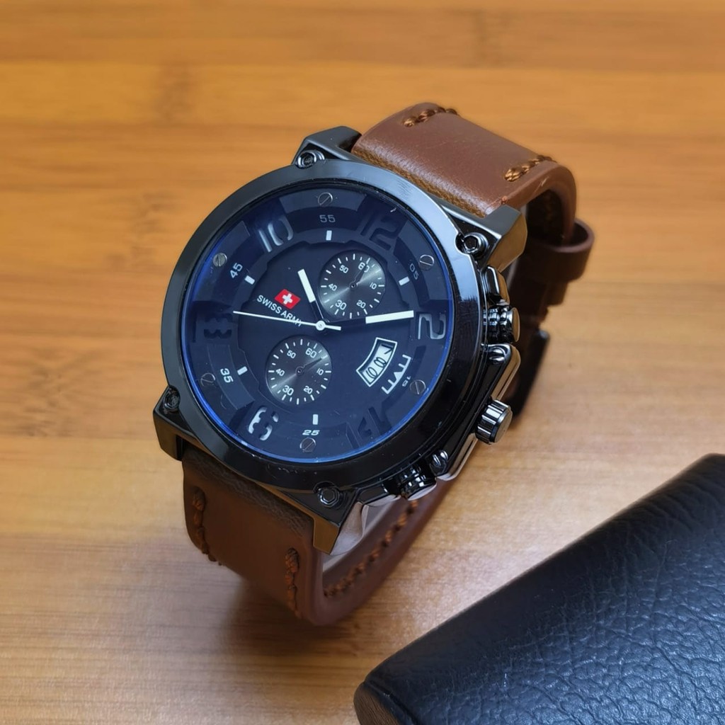 DIJUAL Jam Tangan Pria TERBARU SWISS ARMY 72764 Crono Off dan Tanggal Aktif Include Box dan Garansi 