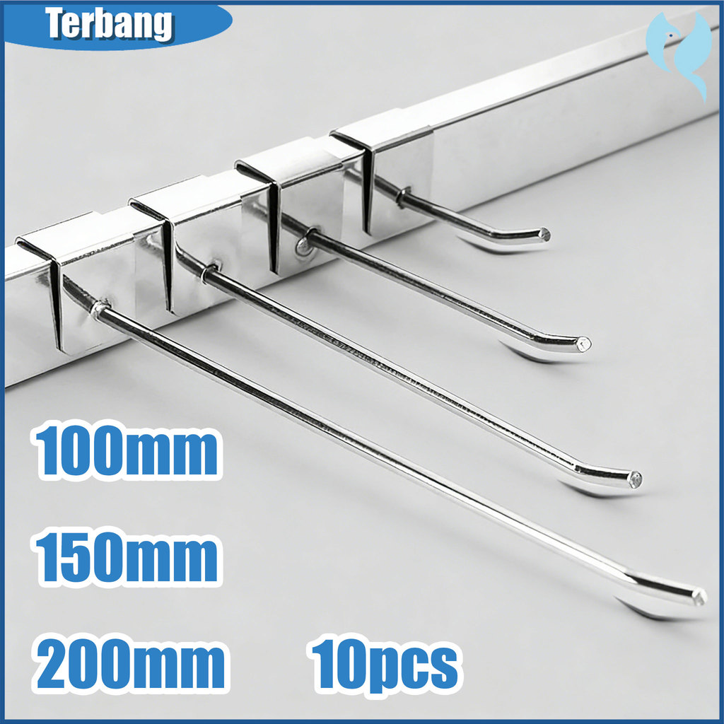 10/20pcs Cantolan Hook Pipa Kotak  Besi Chrome Stainless Gantungan Rak Display Etalase Toko