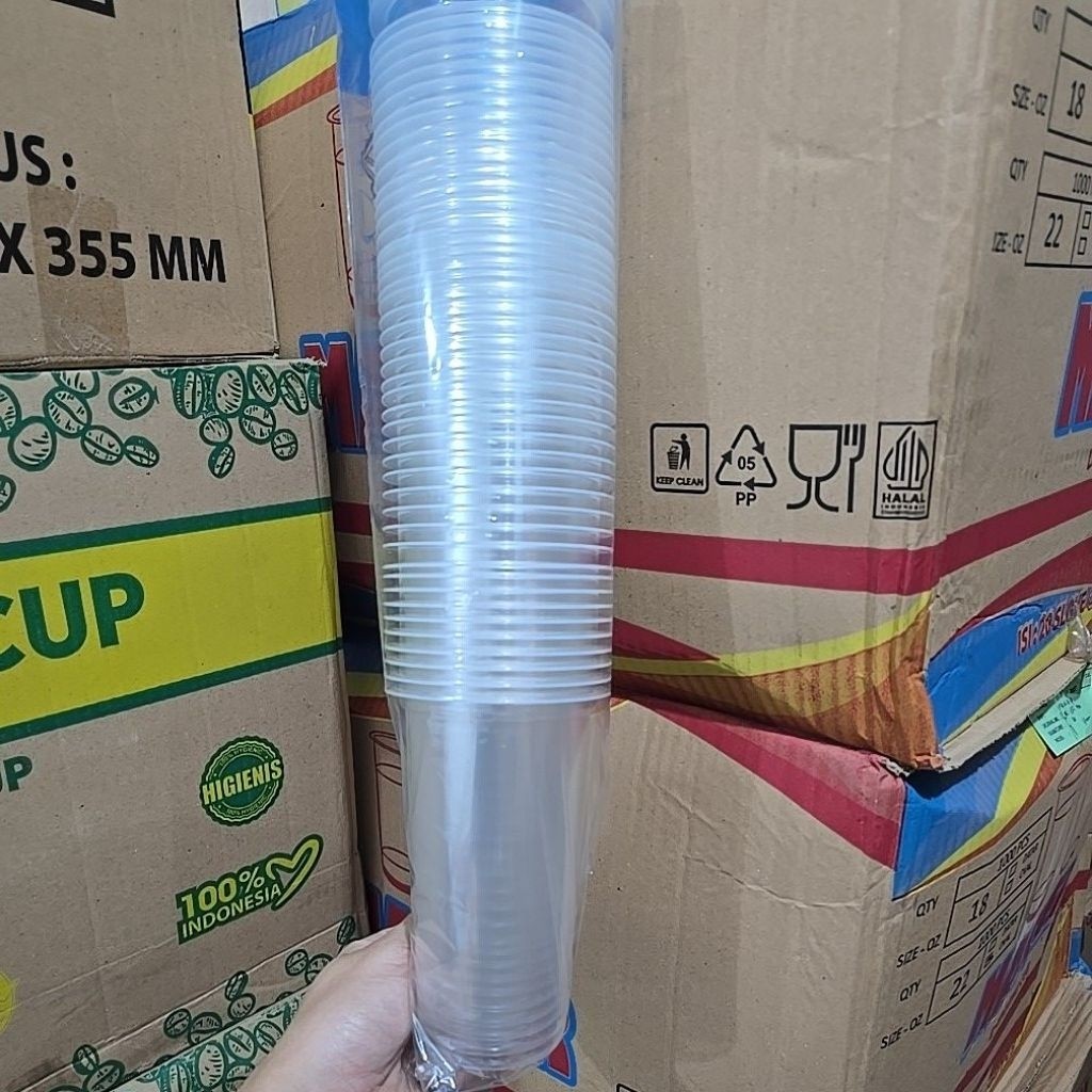 [1DUS=20PACK] CUP OVAL 22oz & 18oz BAHAN TEBAL