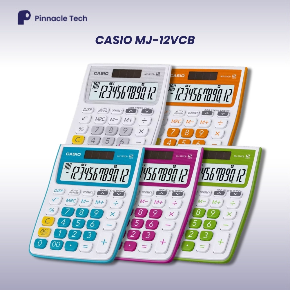 Kalkulator Casio MJ-12VCb 12 Digit Dual Power Solar Battery Meja Kantor Original