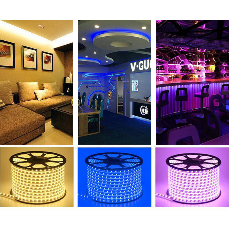 LAMPU SELANG LED STRIP 2 MATA 72L 72 LUMEN 72 LUMMENT 100M 100 METER 3535 GOLD EMAS PURPLE UNGU 220V