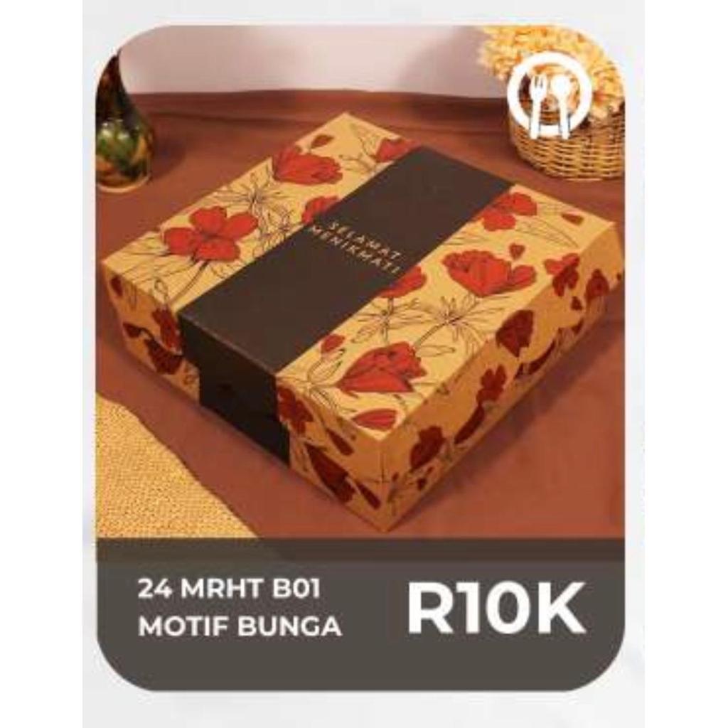 Pesona_Gadisku Cps - [100 Pcs] Dos Dus Kraft Motif Bunga Merah R5 / R8 / R10K L Dus Hajatan L Dus R8