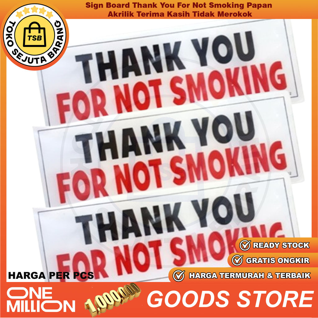 Label Petunjuk Ruangan Thank You For Not Smoking Sign Board Akrilik Terima Kasih Untuk Tidak Merokok