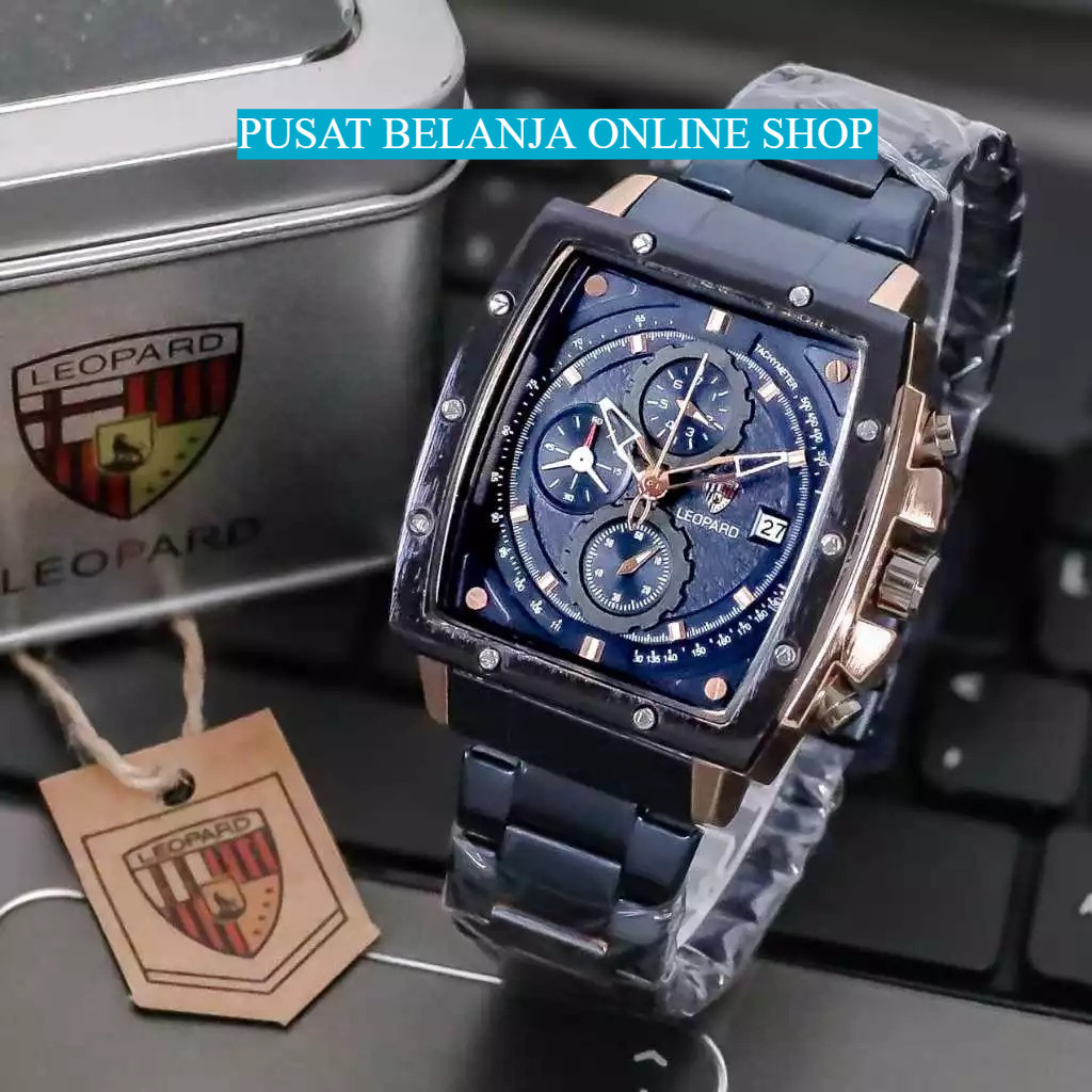 Jam Tangan Pria LEOPARD 8829 Chronograph Rantai Original