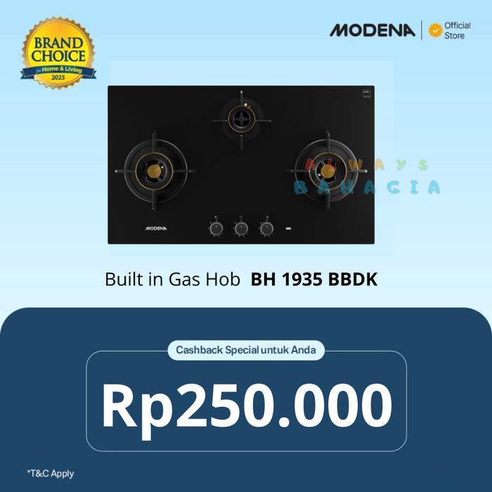Modena BH 1935 BDBK kompor tanam 3 tungku full kuningan 90 cm BH 1935 LB