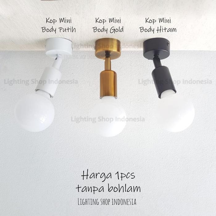 L803 Lampu plafon lampu dinding fiting e27 simple minimalis - Body hitam, kop jumbo