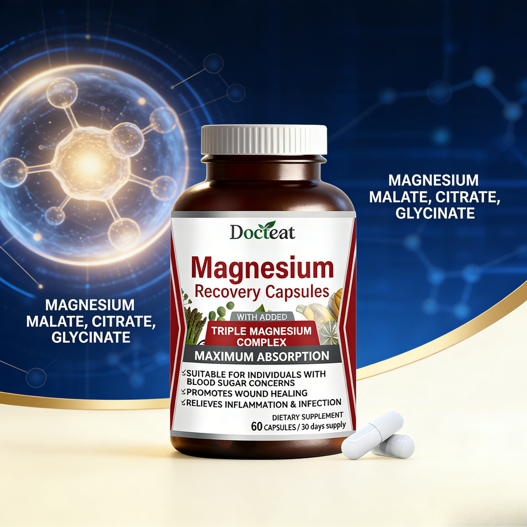 Docteat Magnesium Recovery – Triple Magnesium (Malate, Citrate, Glycinate) 60 Kapsul