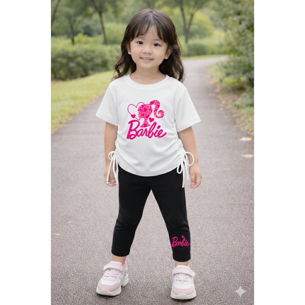 BARBIE setelan baju legging anak perempuan usia 1-8 tahun Kaos crop cewek Korean style