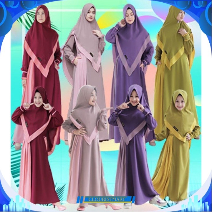 Model Baju Muslim Couple Ibu Dan Anak Perempuan Set Hijab Gamis Couple Ibu&Anak Cewe Terbaru Plus Ke