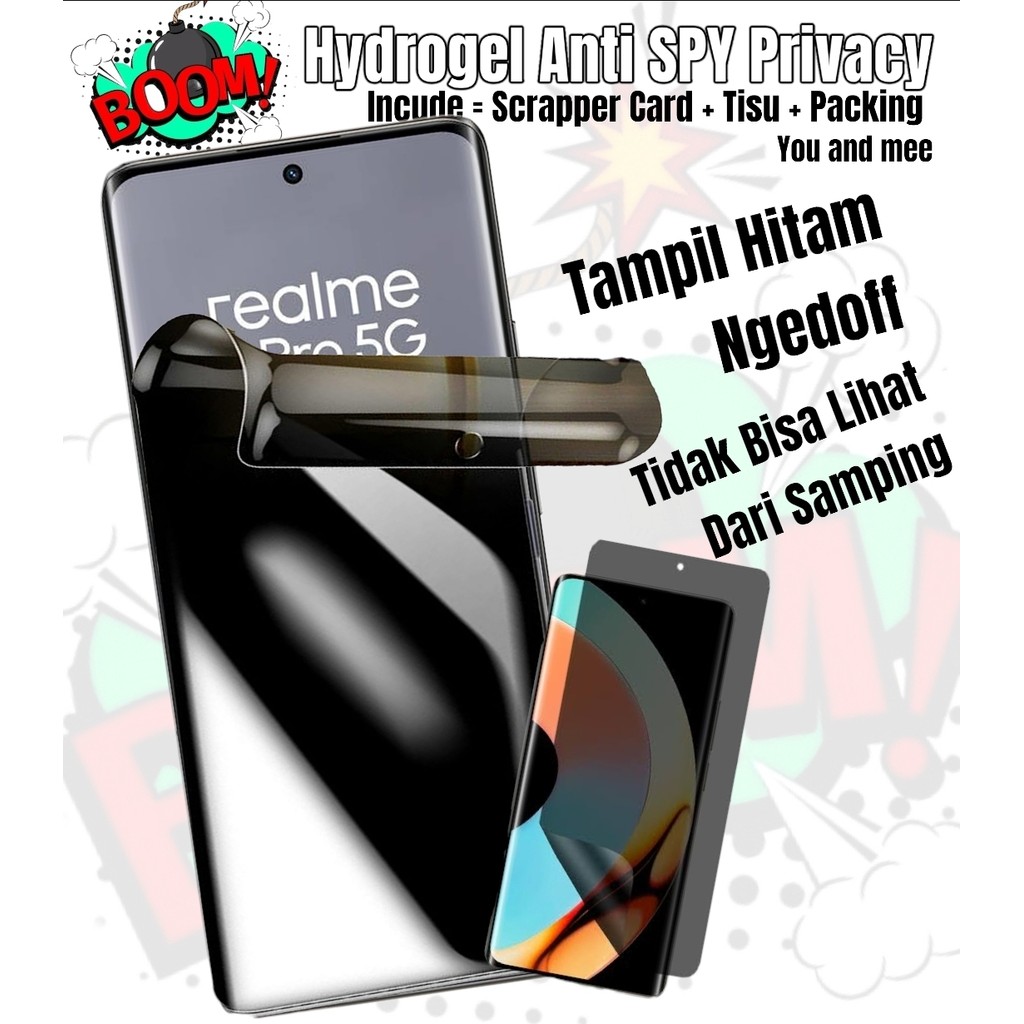 B00M Hydrogel Hitam Anti SPY PRIVACY Doff REALME C67 C51 C53 C55 NFC C33 C31 C30 C30s C35 C25 C25s C