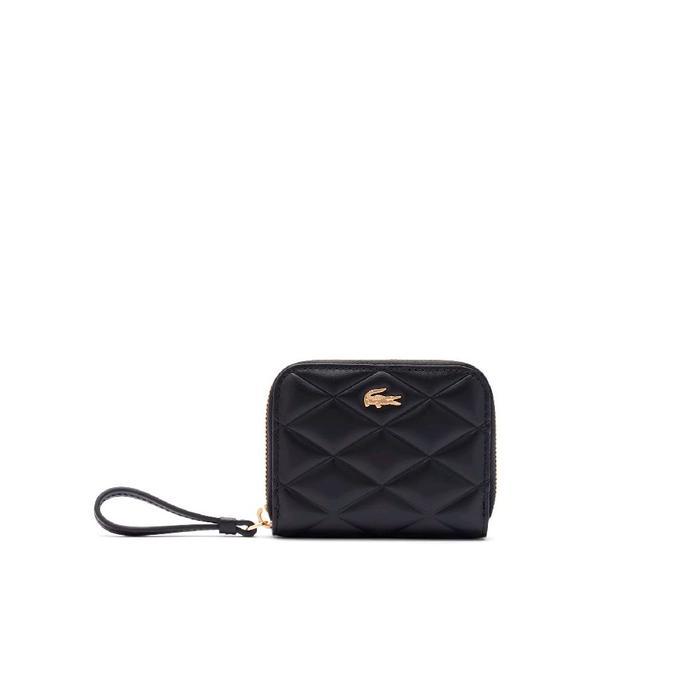 Lacoste Women's Small Crocodelle Leather Coin Purse Dompet Wanita - Black
