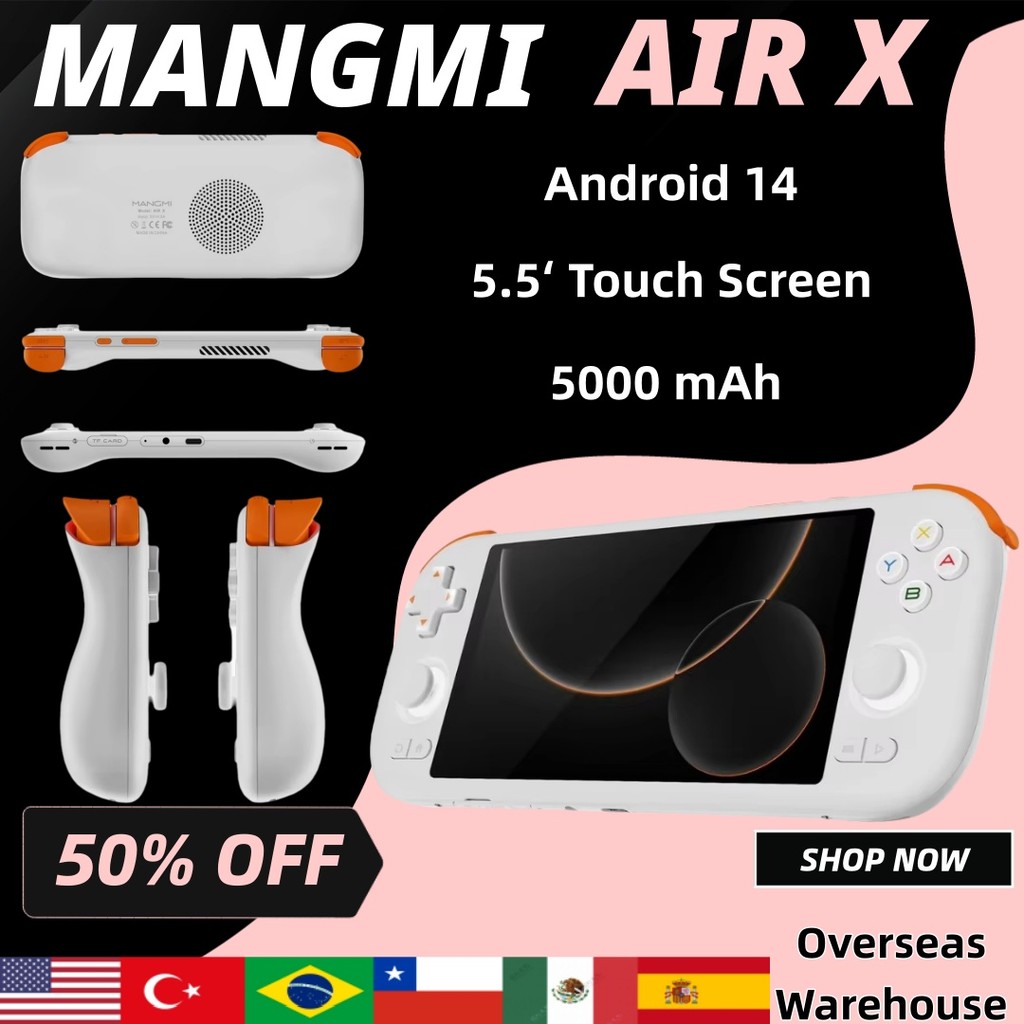 MANGMI AIR X Handheld Game Console Qualcomm Snapdragon 662 5.5'' Touscreen15W Fastarging Android 14 