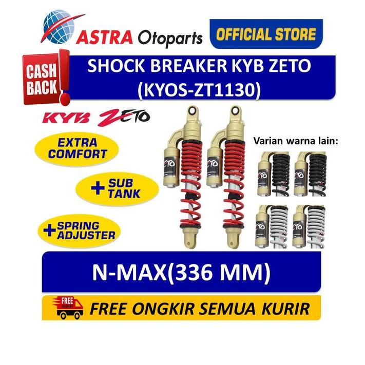 Shock Breaker Belakang KAYABA KYB ZETO Yamaha N-MAX NMAX Tabung - Merah