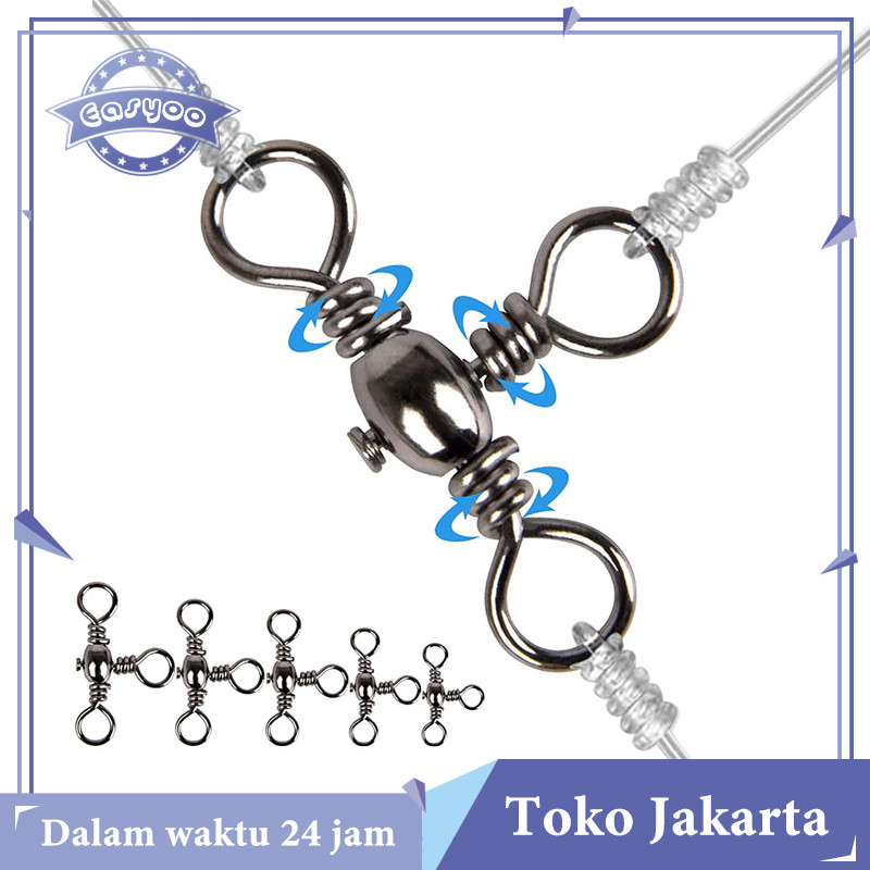 Swivel Tiga Cabang Barrel Desain Kokoh Untuk Rangkaian Pancing Tahan Lama Dan Ikan Besar