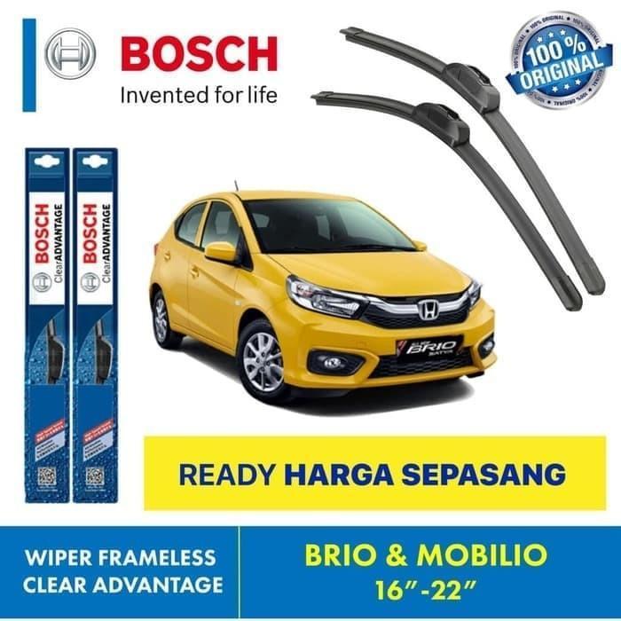 Wiper Blade Frameless Bosch Clear Advantage - Karet Pembersih Kaca Mobil Depan Honda Brio . Mobilio 